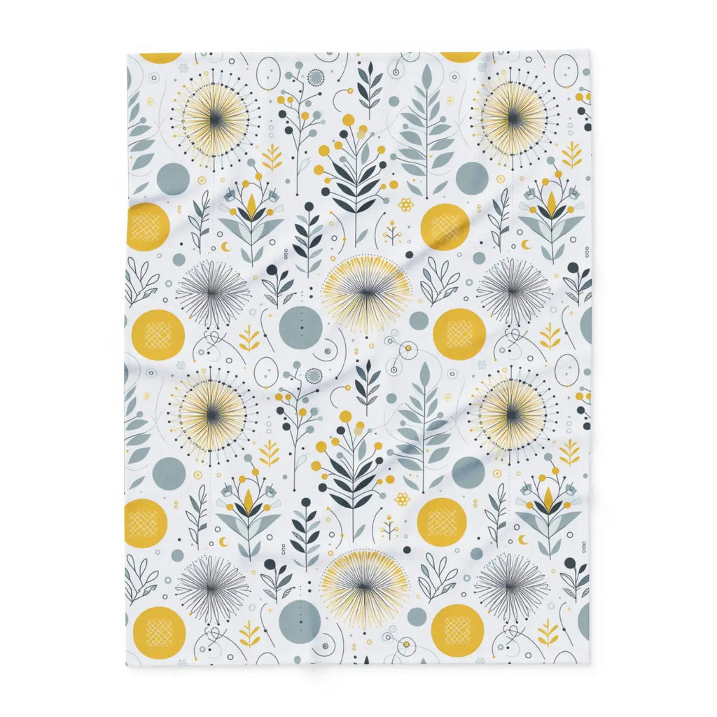 Arctic Fleece Blanket - Bold Yellow Floral Comfort - DipaliZ