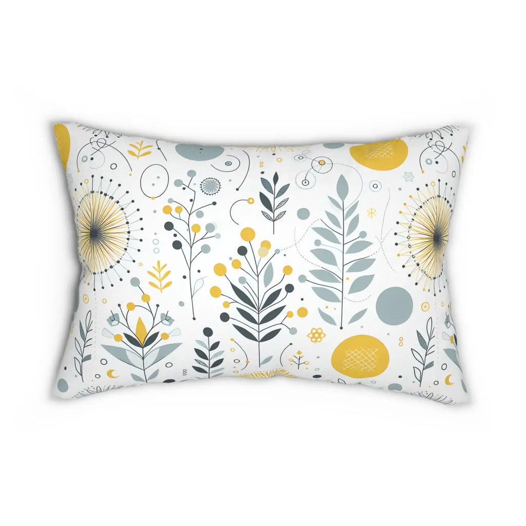 Vibrant Yellow Spun Polyester Lumbar Pillow - Grey Accent - DipaliZ