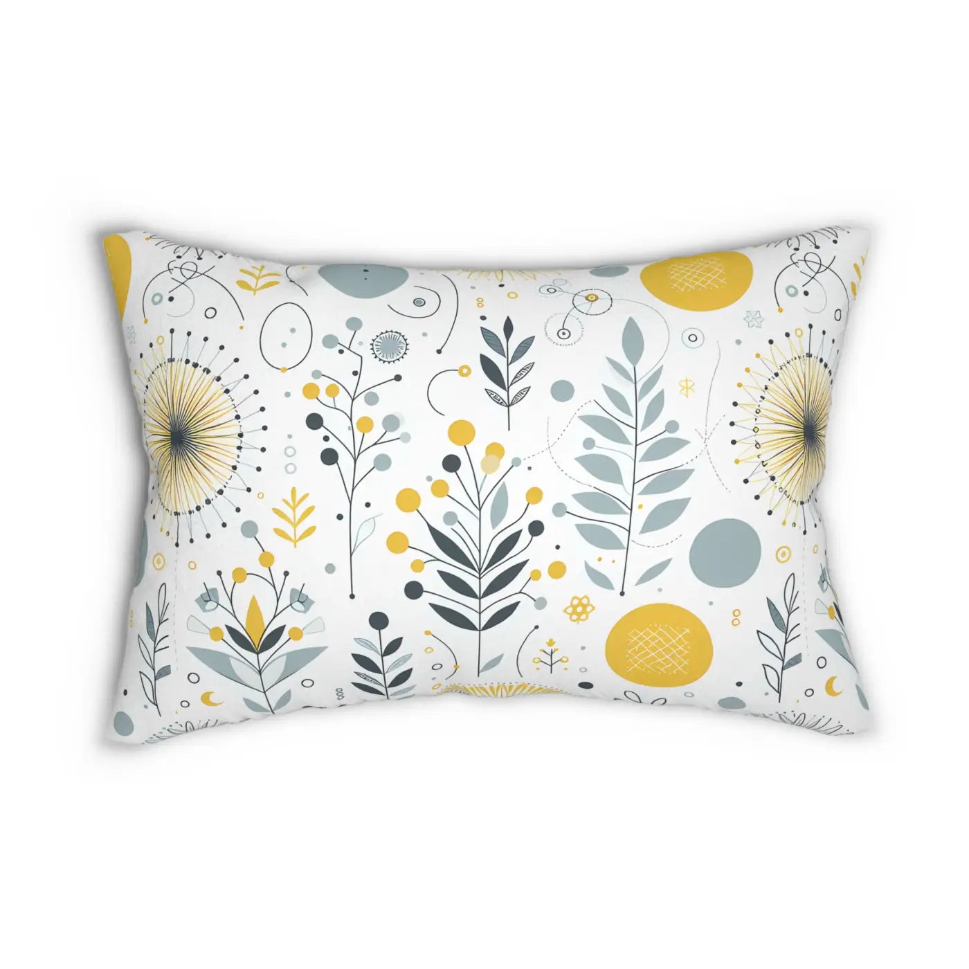 Vibrant Yellow Spun Polyester Lumbar Pillow - Grey Accent - DipaliZ