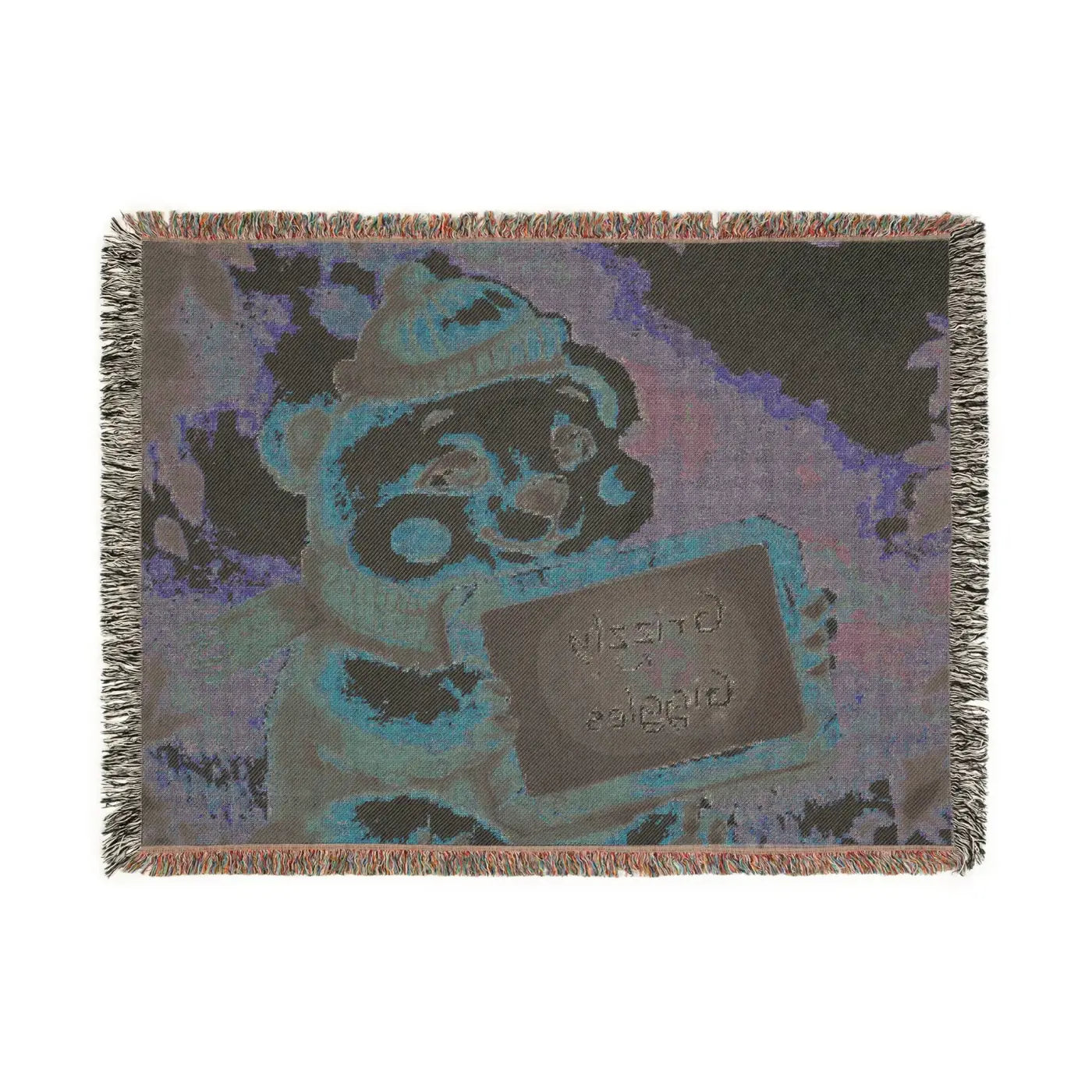 Cozy Grizzly Bear Giggles Woven Blanket - Warm and Whimsical - DipaliZ