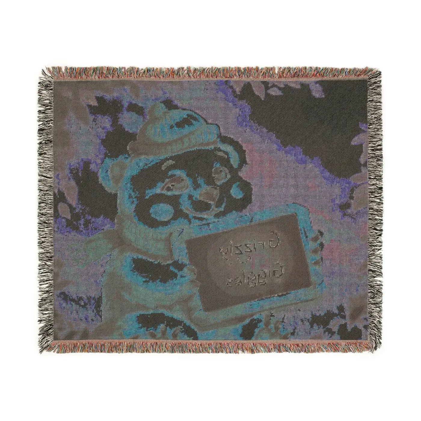 Cozy Grizzly Bear Giggles Woven Blanket - Warm and Whimsical - DipaliZ