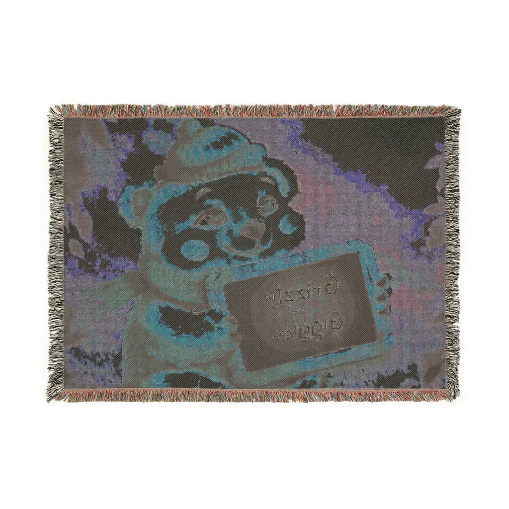 Cozy Grizzly Bear Giggles Woven Blanket - Warm and Whimsical - DipaliZ