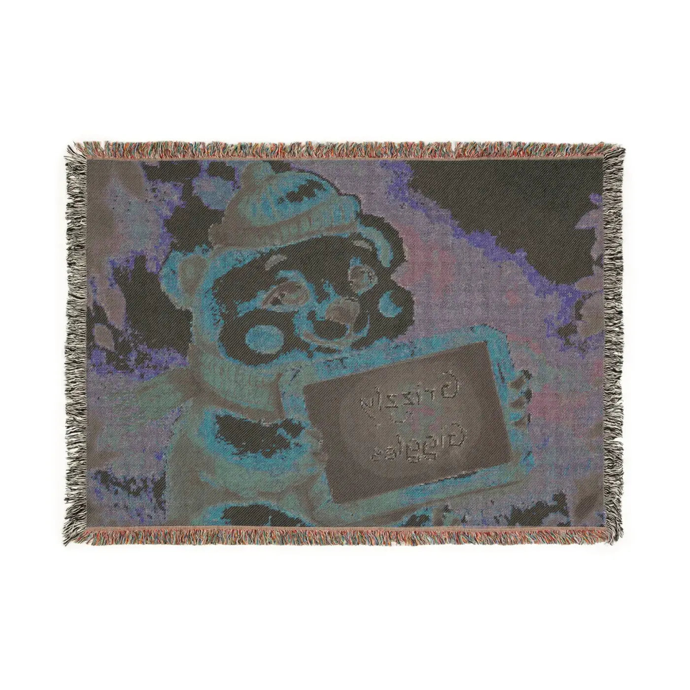 Cozy Grizzly Bear Giggles Woven Blanket - Warm and Whimsical - DipaliZ