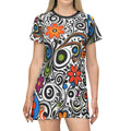Groovy T-Shirt Dress - Swirls and Flowers Sustainable Fashion - DipaliZ