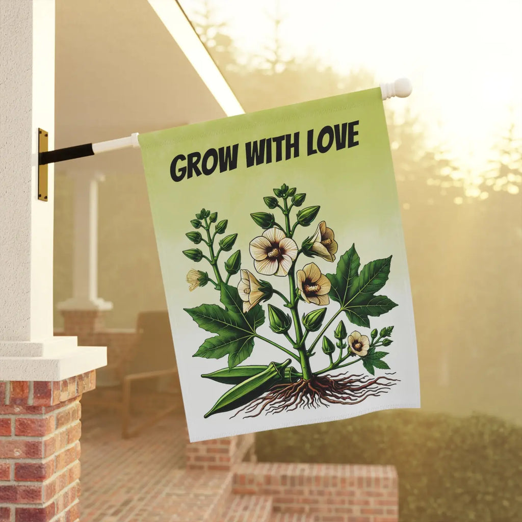 Vibrant Okra Vegetable Plant Banner - Poly Poplin Canvas - DipaliZ