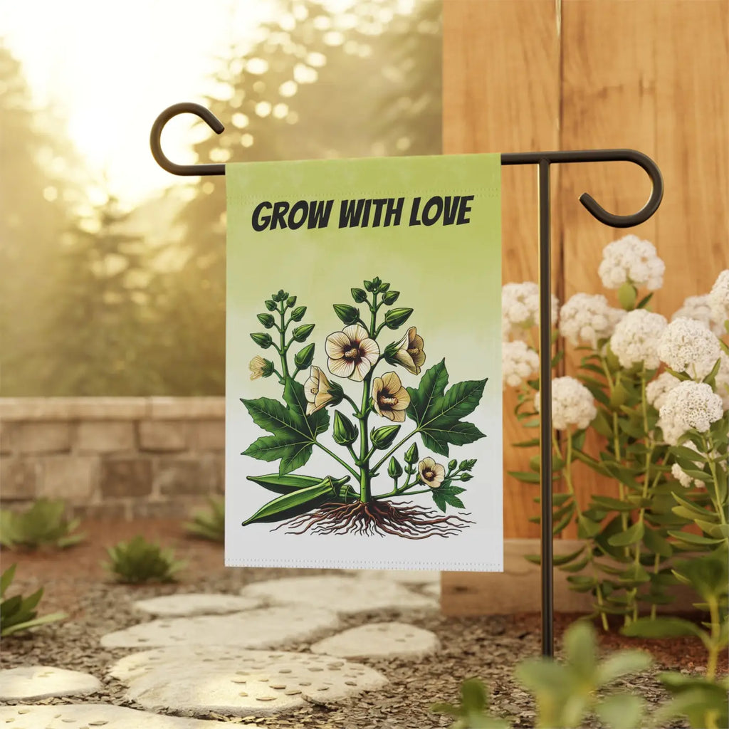 Vibrant Okra Vegetable Plant Banner - Poly Poplin Canvas - DipaliZ