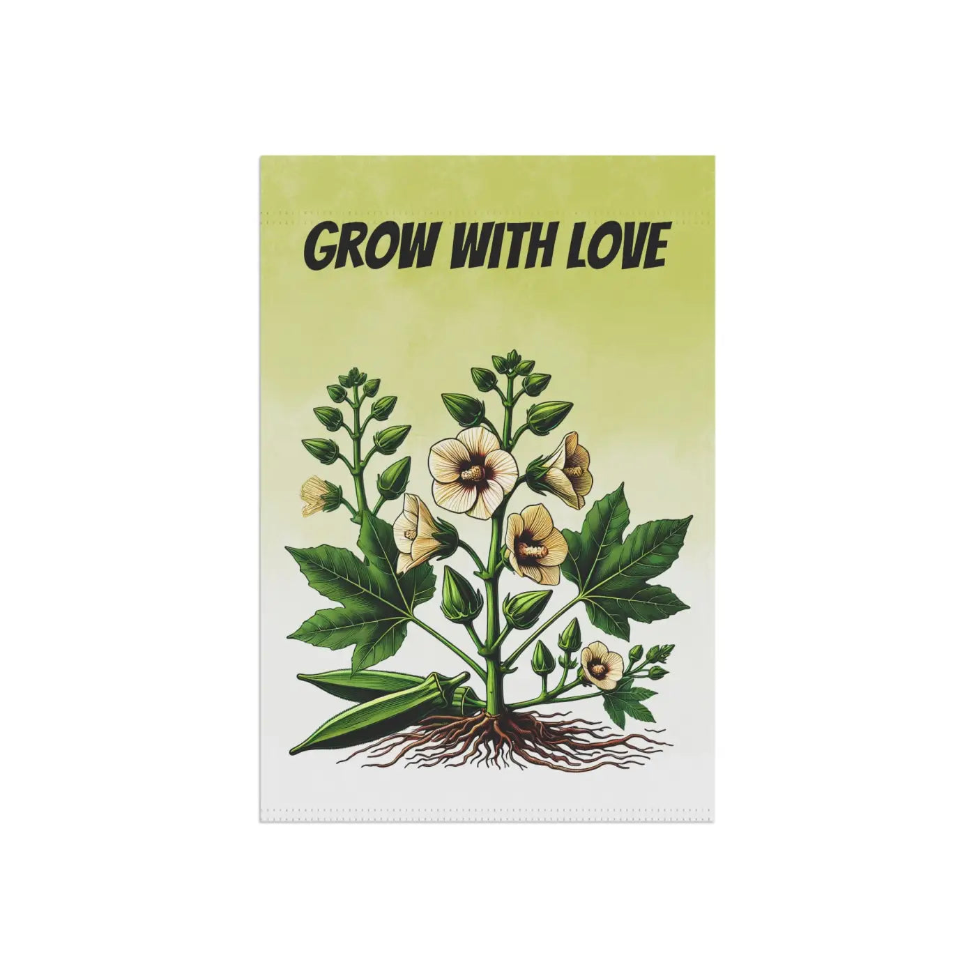 Vibrant Okra Vegetable Plant Banner - Poly Poplin Canvas - DipaliZ