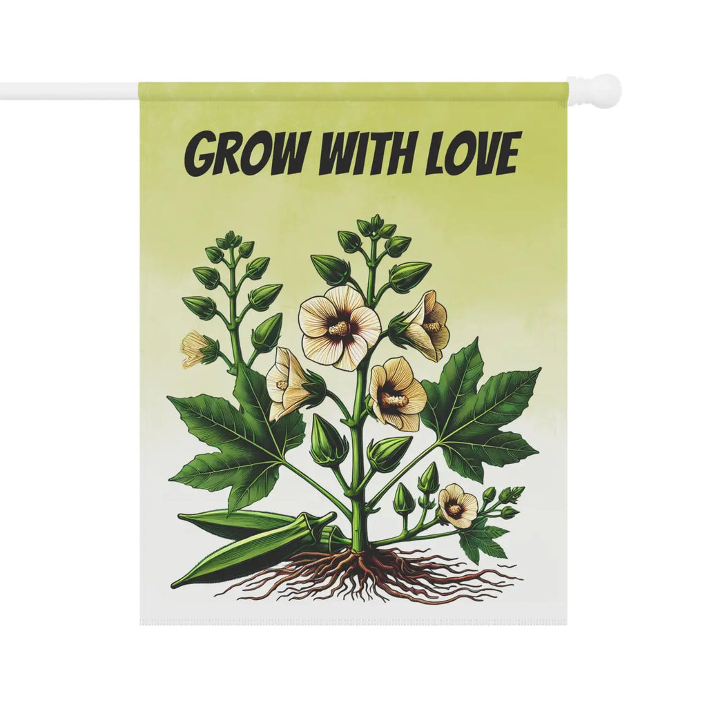 Vibrant Okra Vegetable Plant Banner - Poly Poplin Canvas - DipaliZ