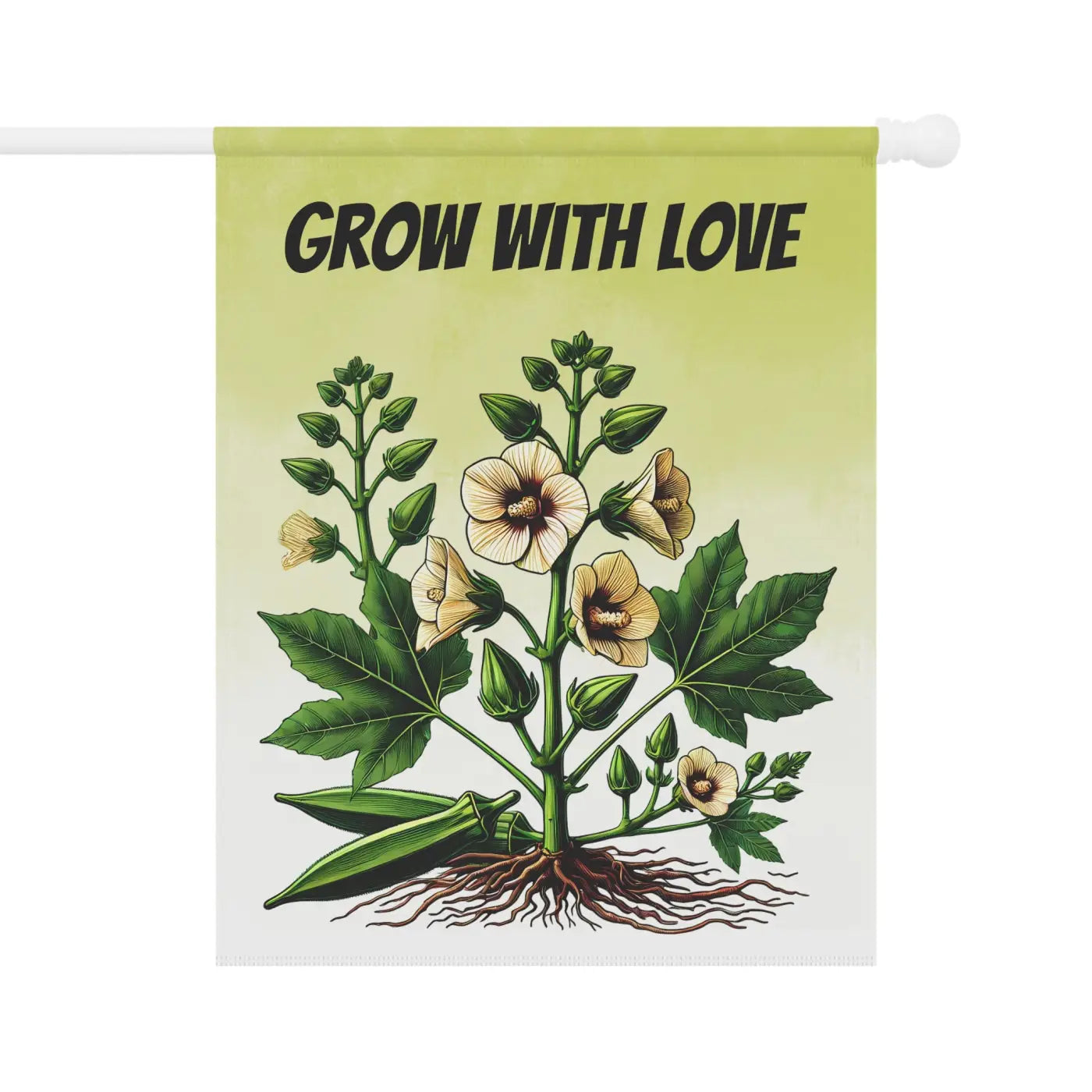 Vibrant Okra Vegetable Plant Banner - Poly Poplin Canvas - DipaliZ