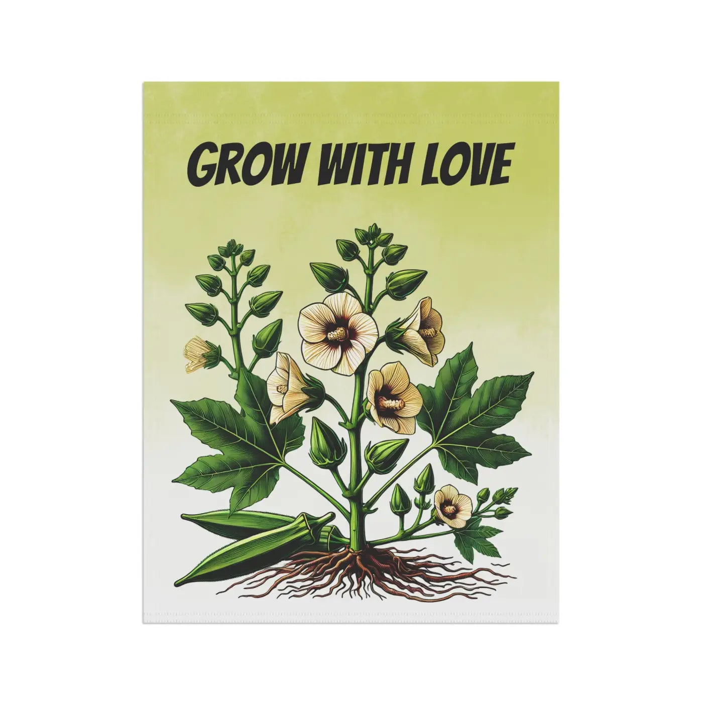 Vibrant Okra Vegetable Plant Banner - Poly Poplin Canvas - DipaliZ