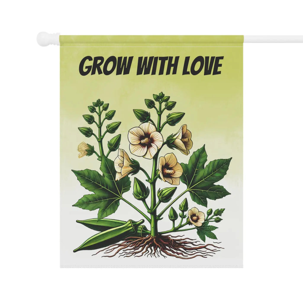 Vibrant Okra Vegetable Plant Banner - Poly Poplin Canvas - DipaliZ