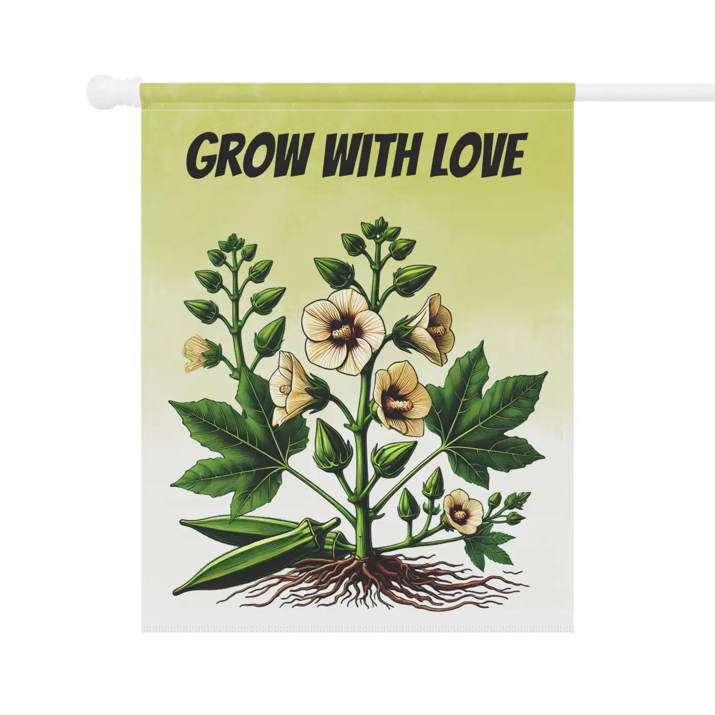 Vibrant Okra Vegetable Plant Banner - Poly Poplin Canvas - DipaliZ