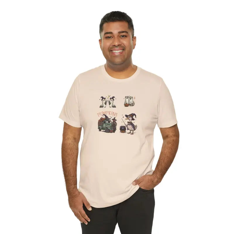 Unisex Jersey Short Sleeve Tee - Halloween Farm Animals - DipaliZ