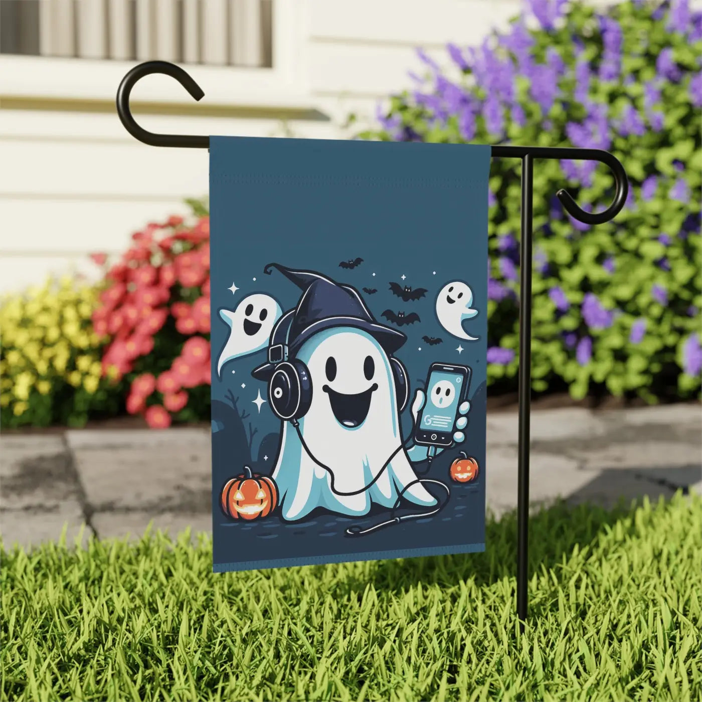 Ghost House Banner - Spooky Halloween Poly Poplin Fabric - DipaliZ