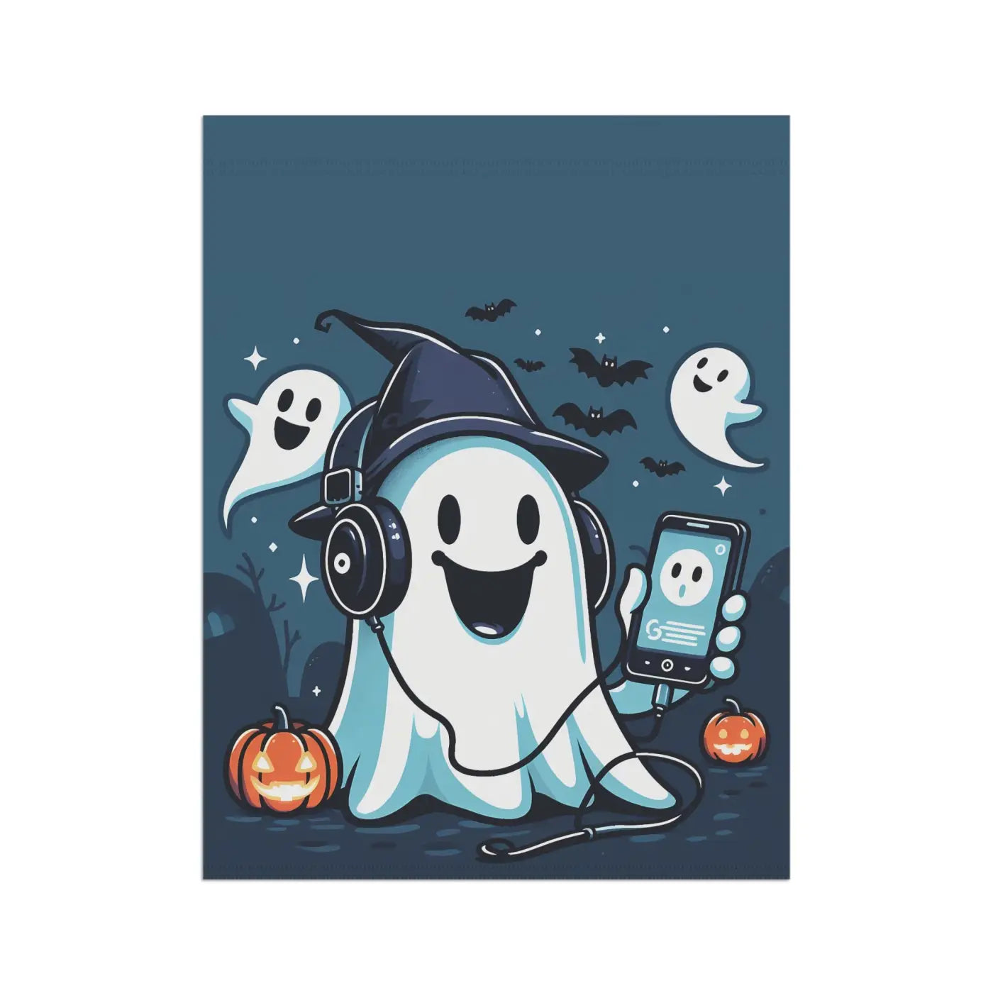 Ghost House Banner - Spooky Halloween Poly Poplin Fabric - DipaliZ