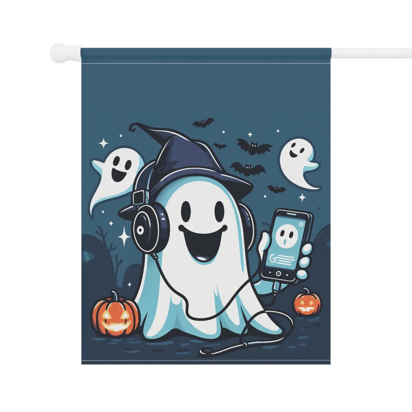 Ghost House Banner - Spooky Halloween Poly Poplin Fabric - DipaliZ