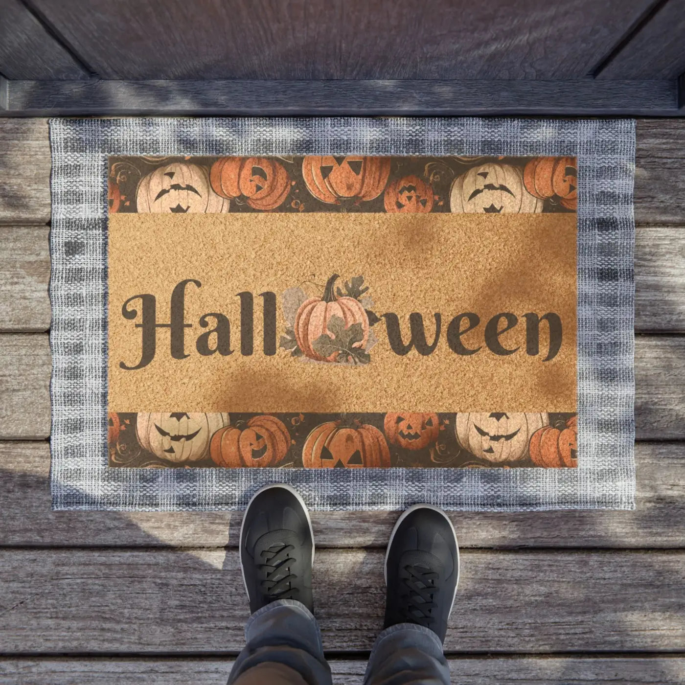 Custom Halloween Pumpkins Doormat - Tufted Coir Coconut - DipaliZ
