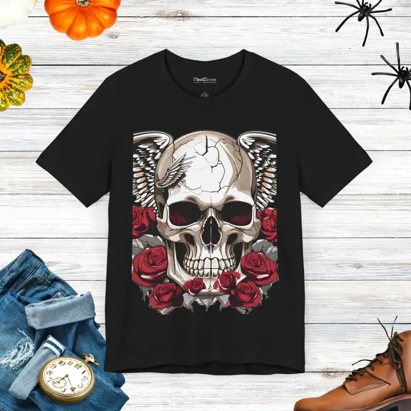 Skulls and Roses Unisex Jersey Short Sleeve Tee - Halloween - DipaliZ