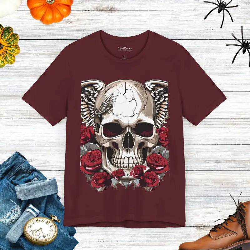 Skulls and Roses Unisex Jersey Short Sleeve Tee - Halloween - DipaliZ