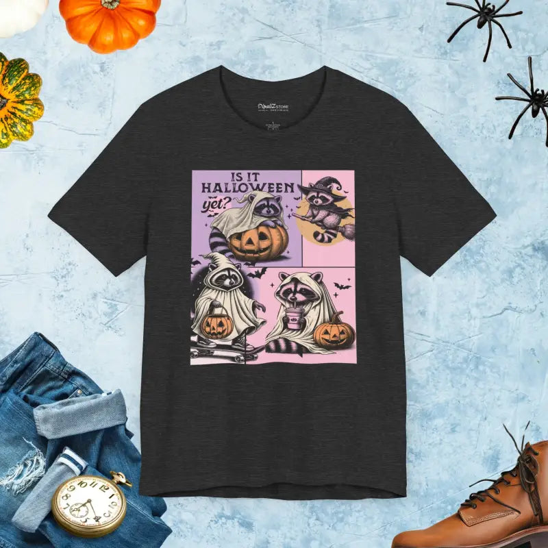 Spooky Raccoon Jersey Short Sleeve Tee - Halloween Ready - DipaliZ