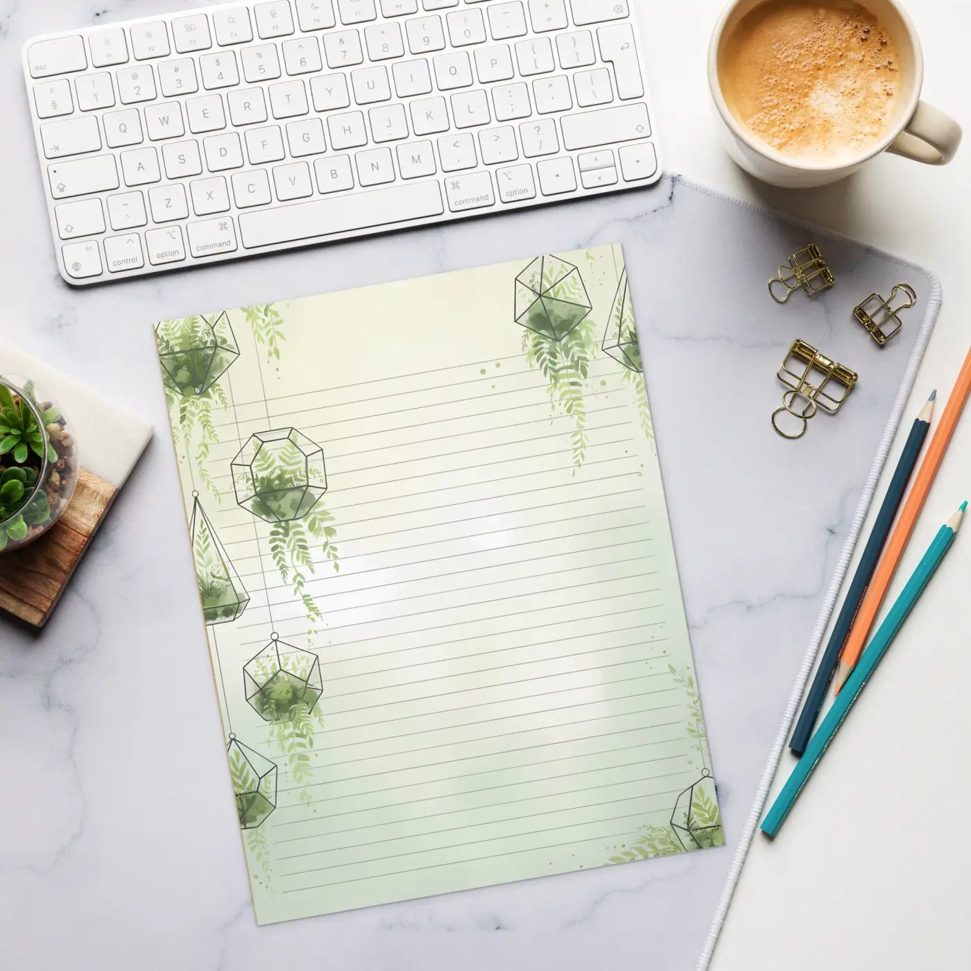 Terrarium Plant Ruled Notepad - Botanical Design - DipaliZ