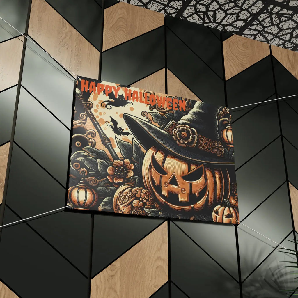 Jack O Lantern Matte Banner - Scrim Vinyl Halloween Decor - DipaliZ