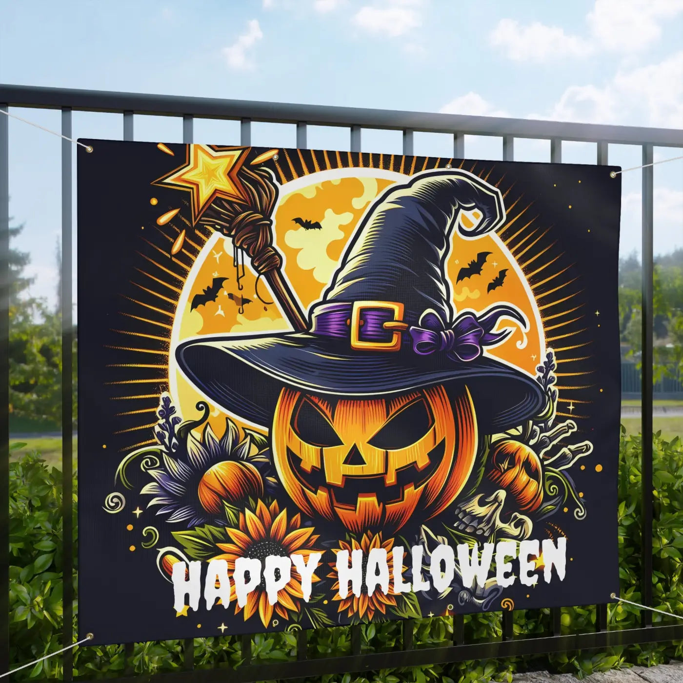 Spooky Matte Vinyl Halloween Banner - Block-Out Scrim - DipaliZ