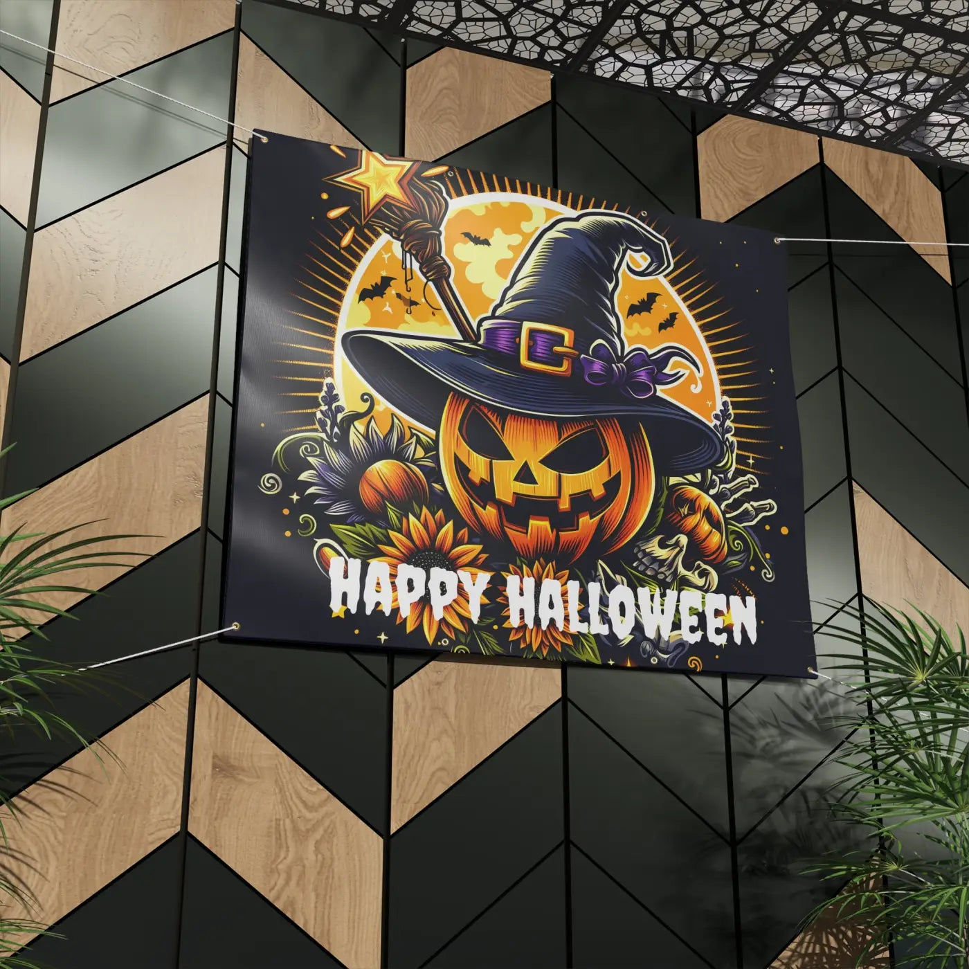 Spooky Matte Vinyl Halloween Banner - Block-Out Scrim - DipaliZ