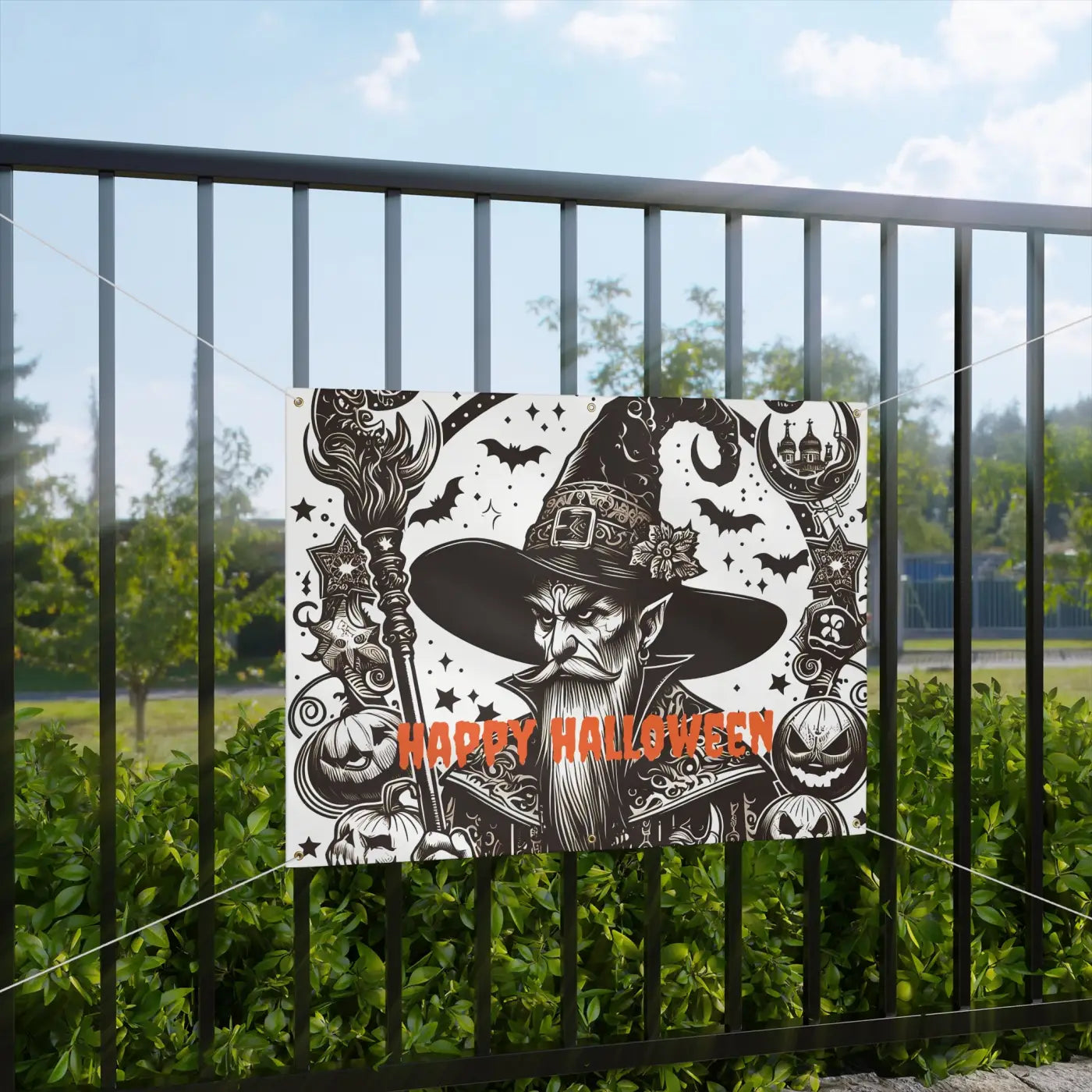 Happy Halloween Block-Out Scrim Vinyl Banner - DipaliZ