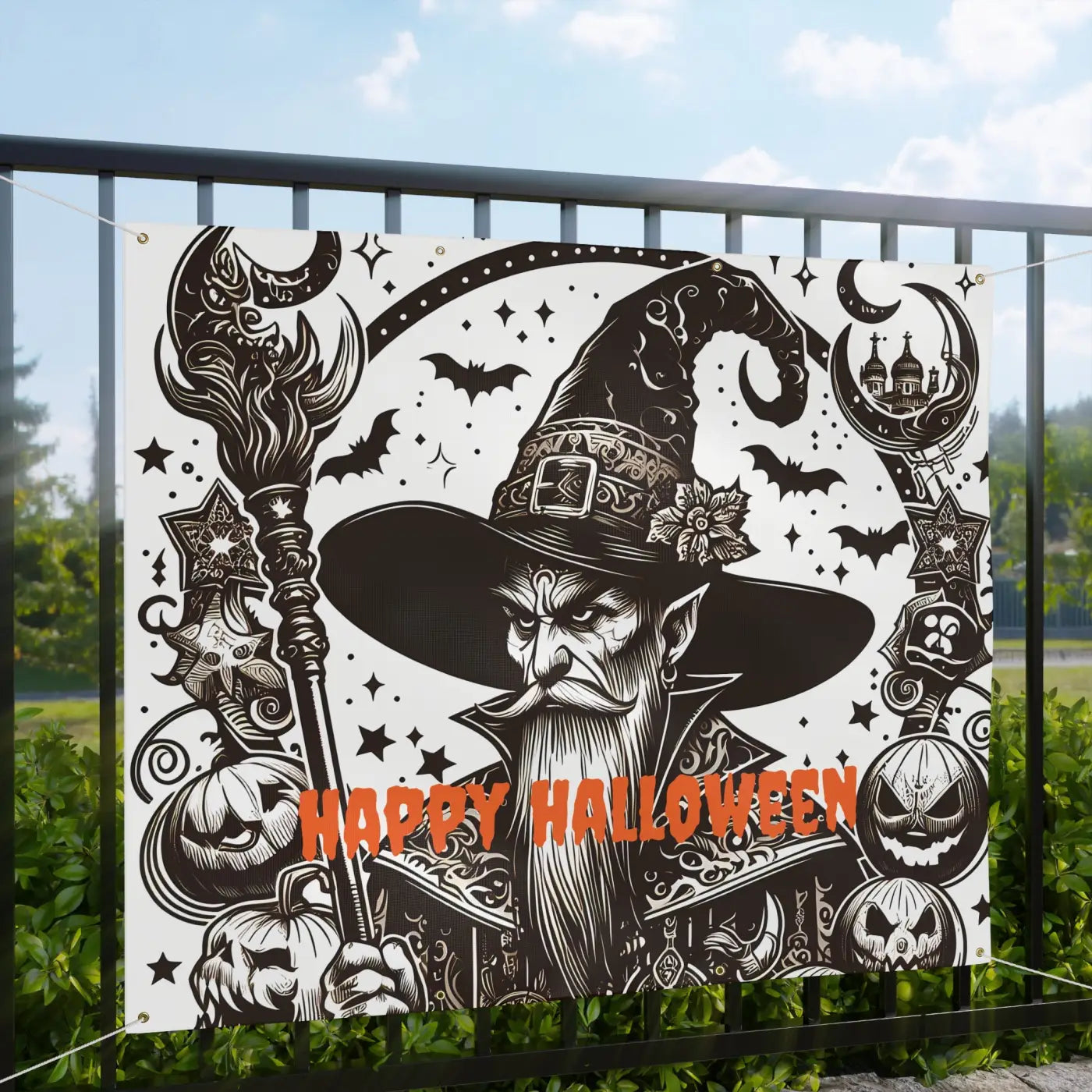 Happy Halloween Block-Out Scrim Vinyl Banner - DipaliZ