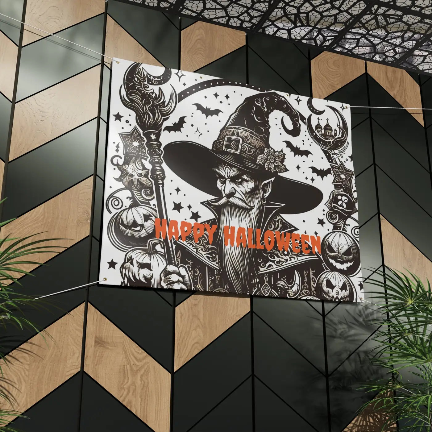 Happy Halloween Block-Out Scrim Vinyl Banner - DipaliZ