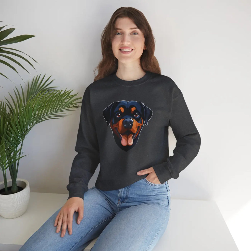 Happy Rottweiler Unisex Heavy Blend Crewneck Sweatshirt - DipaliZ