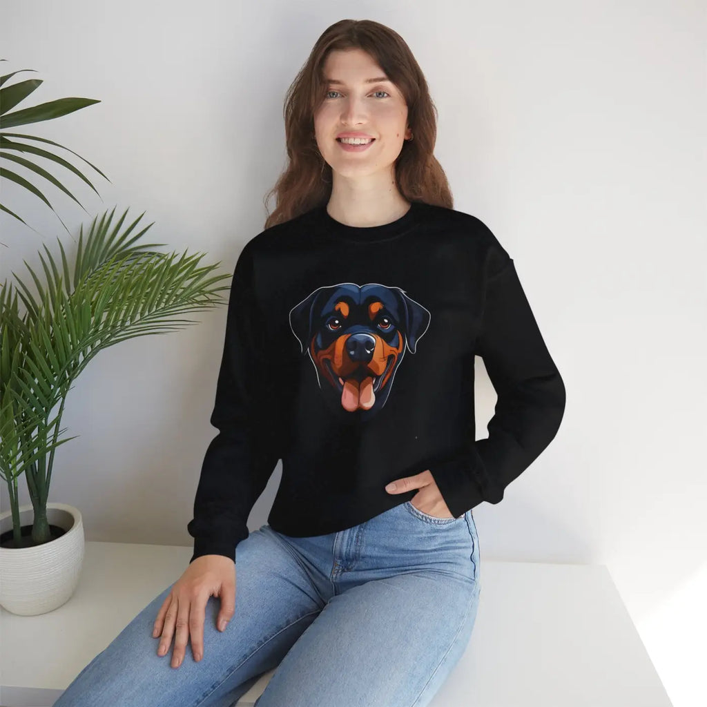 Happy Rottweiler Unisex Heavy Blend Crewneck Sweatshirt - DipaliZ