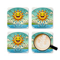 Happy Sunshine Corkwood Coaster Set - Elegant Table Protection - DipaliZ