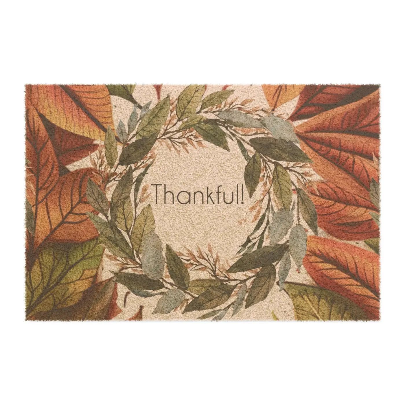 Happy Thanksgiving Foliage Welcome Mat - Fall Decor - DipaliZ
