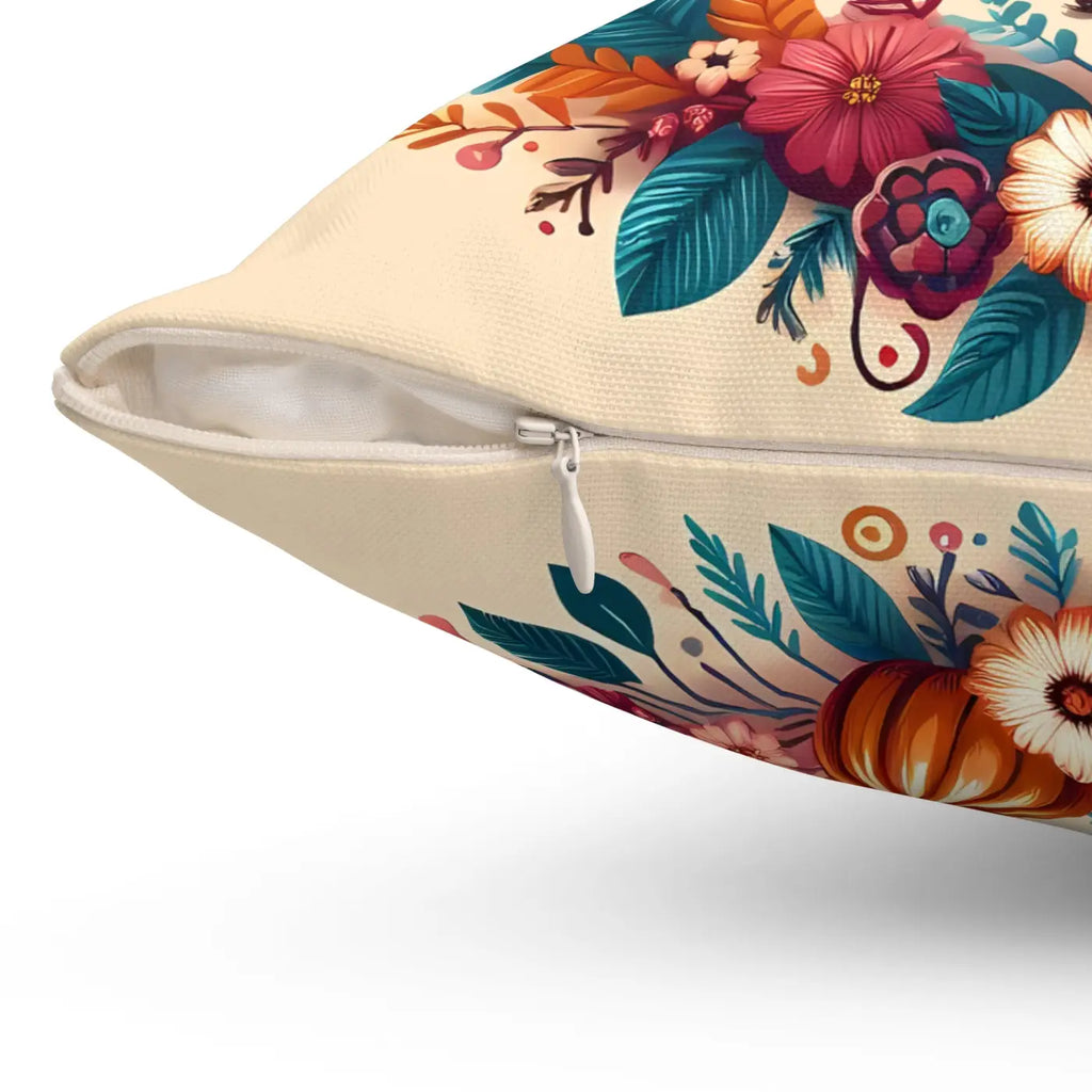 Cozy Thanksgiving Polyester Pillow - Happy Turkey Design - DipaliZ