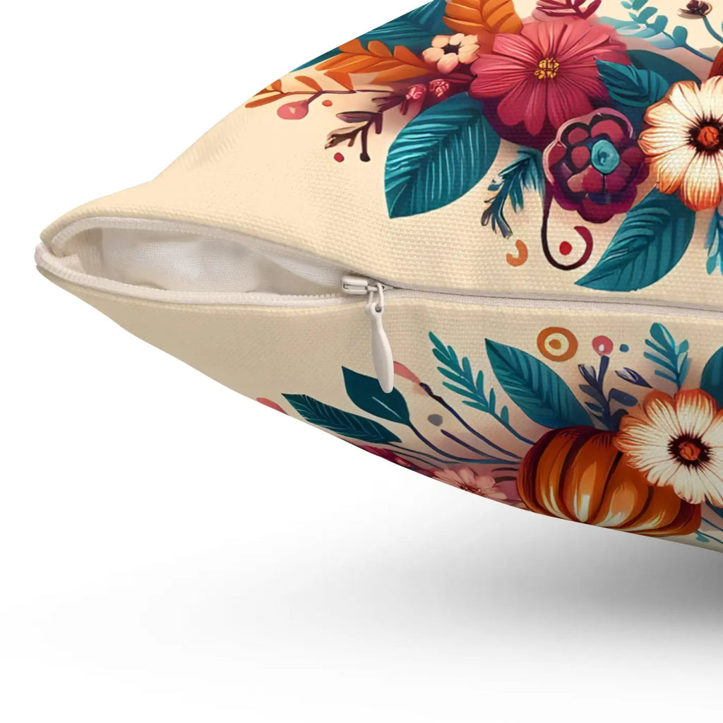 Cozy Thanksgiving Polyester Pillow - Happy Turkey Design - DipaliZ