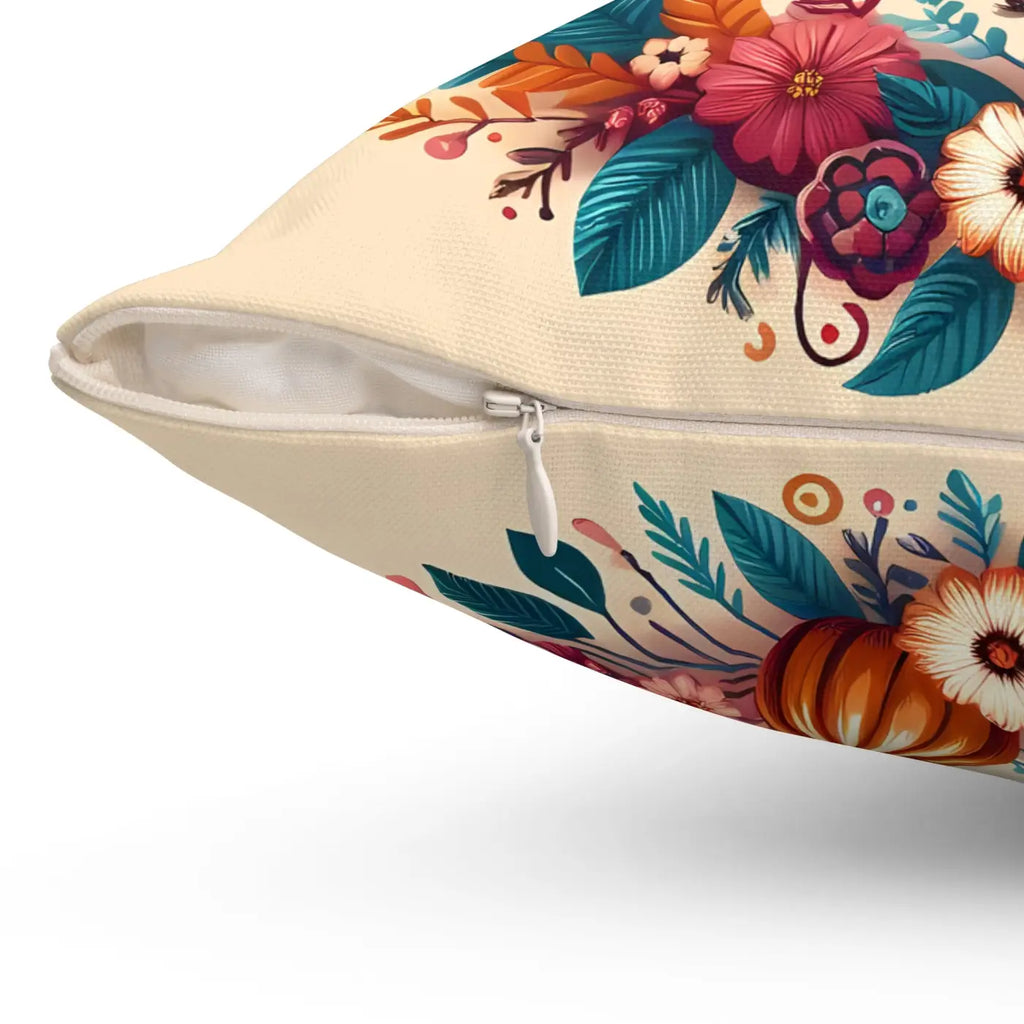Cozy Thanksgiving Polyester Pillow - Happy Turkey Design - DipaliZ