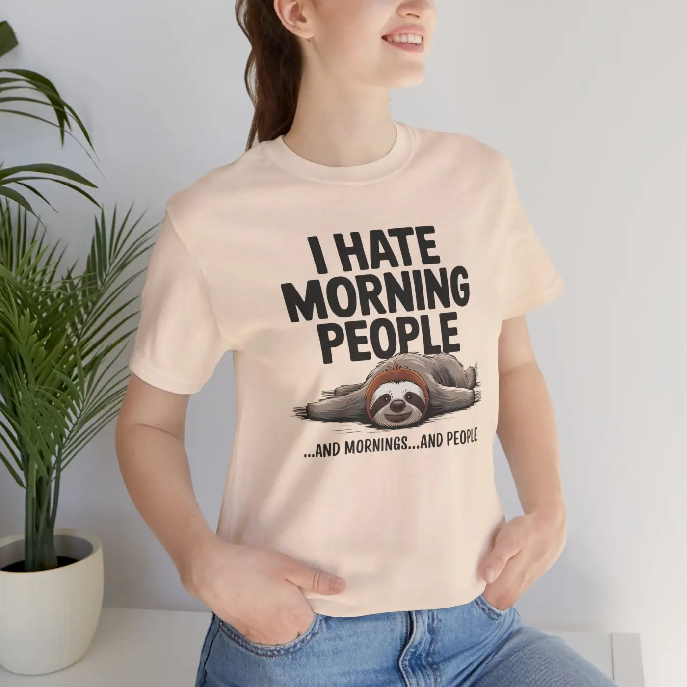 Hate Morning People Sloth Unisex Jersey Short Sleeve Tee - DipaliZ