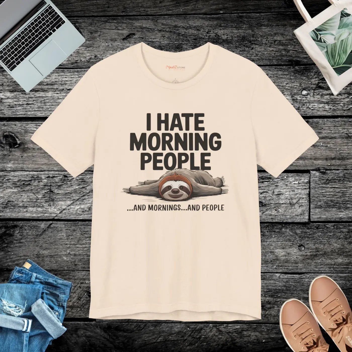 Hate Morning People Sloth Unisex Jersey Short Sleeve Tee - DipaliZ