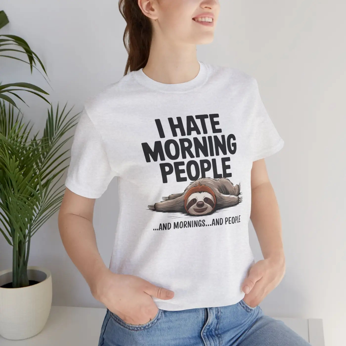 Hate Morning People Sloth Unisex Jersey Short Sleeve Tee - DipaliZ