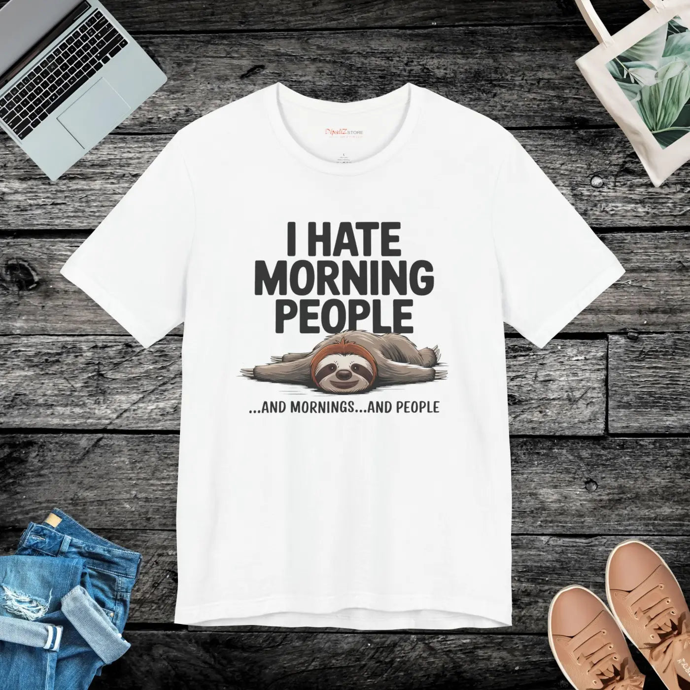 Hate Morning People Sloth Unisex Jersey Short Sleeve Tee - DipaliZ