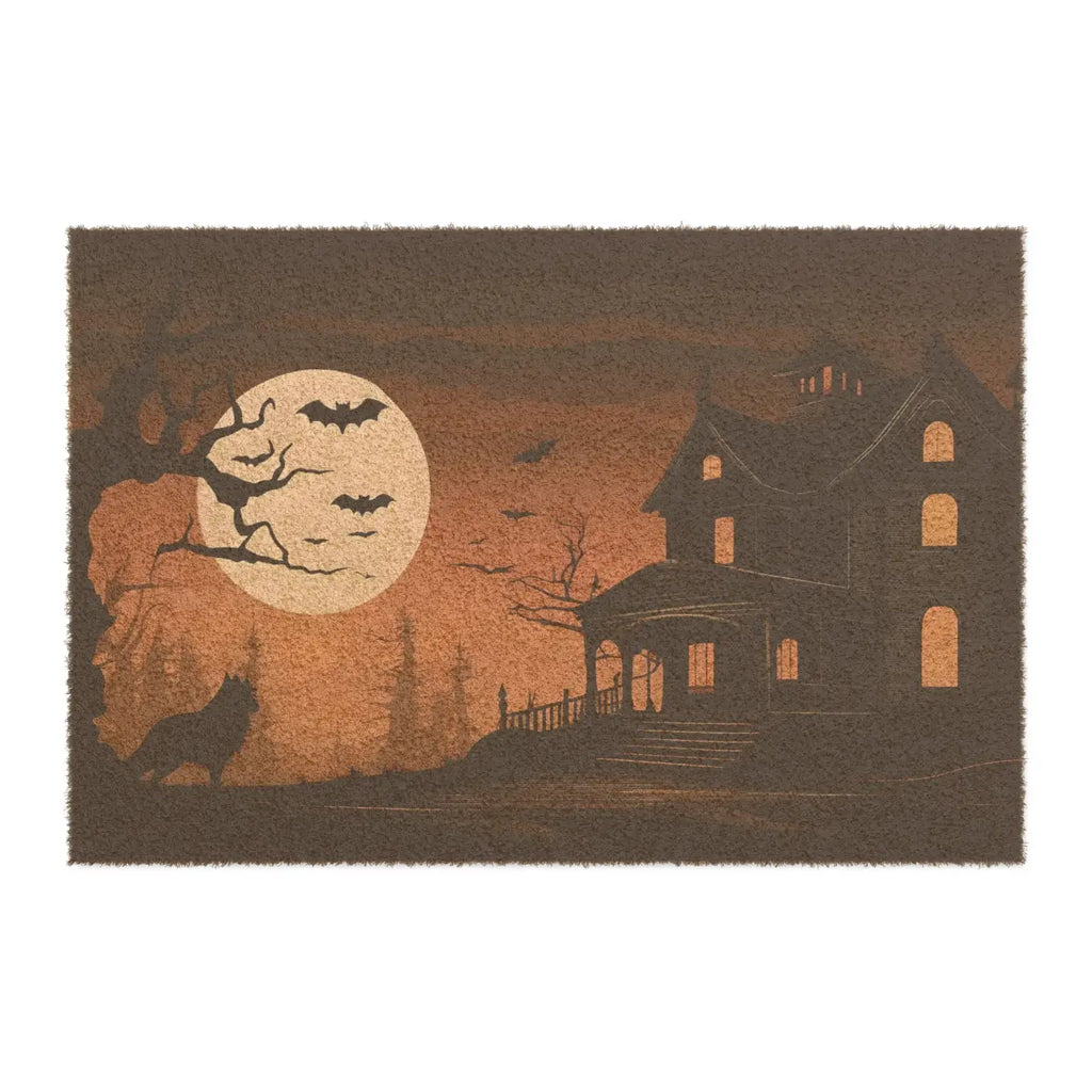 Spooky Coir Coconut Fiber Doormat - Halloween Black Vinyl Backing - DipaliZ