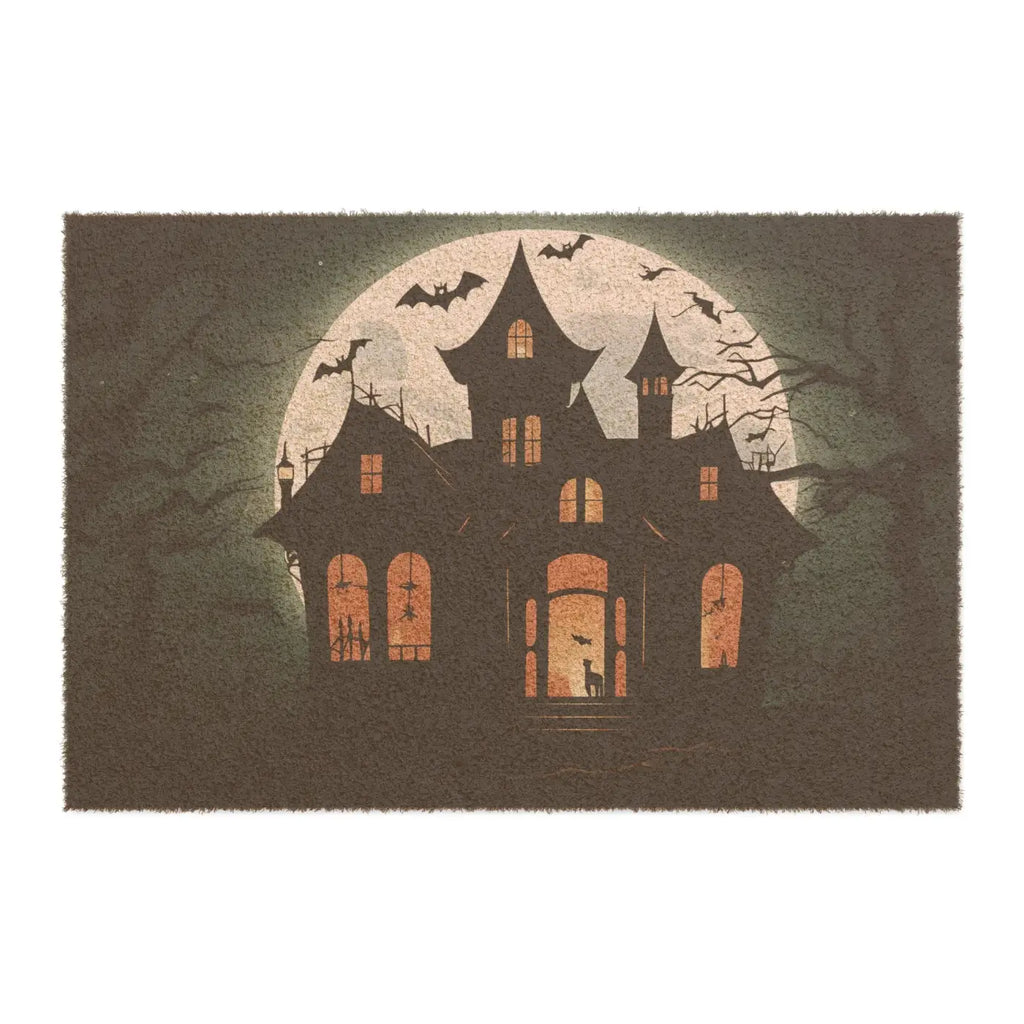 Haunted House Doormat - Tufted Coir Coconut with Black Vinyl Backing - DipaliZ