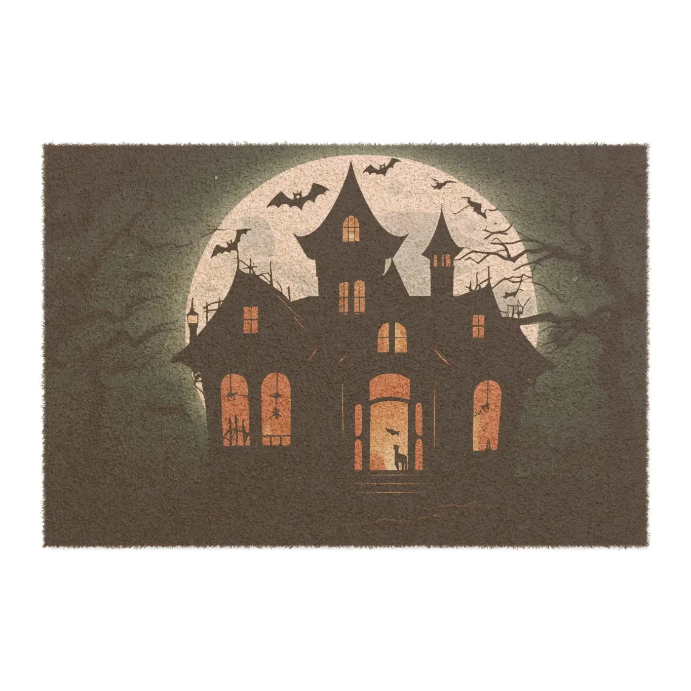 Haunted House Doormat - Tufted Coir Coconut with Black Vinyl Backing - DipaliZ
