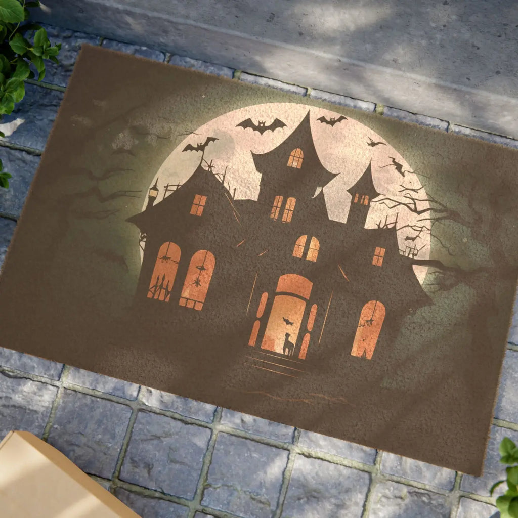 Haunted House Doormat - Tufted Coir Coconut with Black Vinyl Backing - DipaliZ