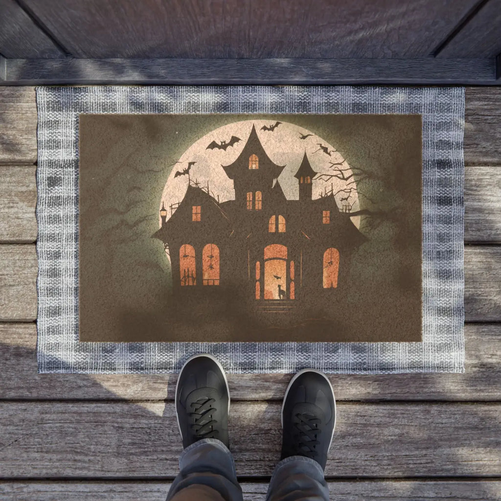 Haunted House Doormat - Tufted Coir Coconut with Black Vinyl Backing - DipaliZ