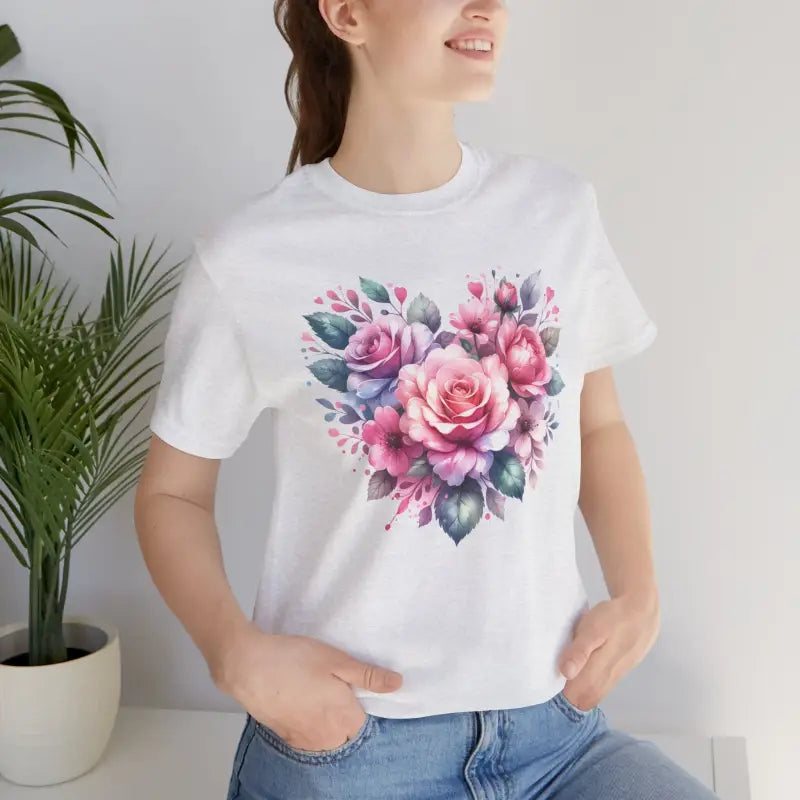 Cozy Hearts and Roses Jersey Short Sleeve Tee - Cotton - DipaliZ