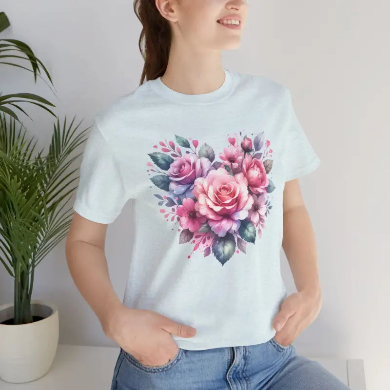 Cozy Hearts and Roses Jersey Short Sleeve Tee - Cotton - DipaliZ