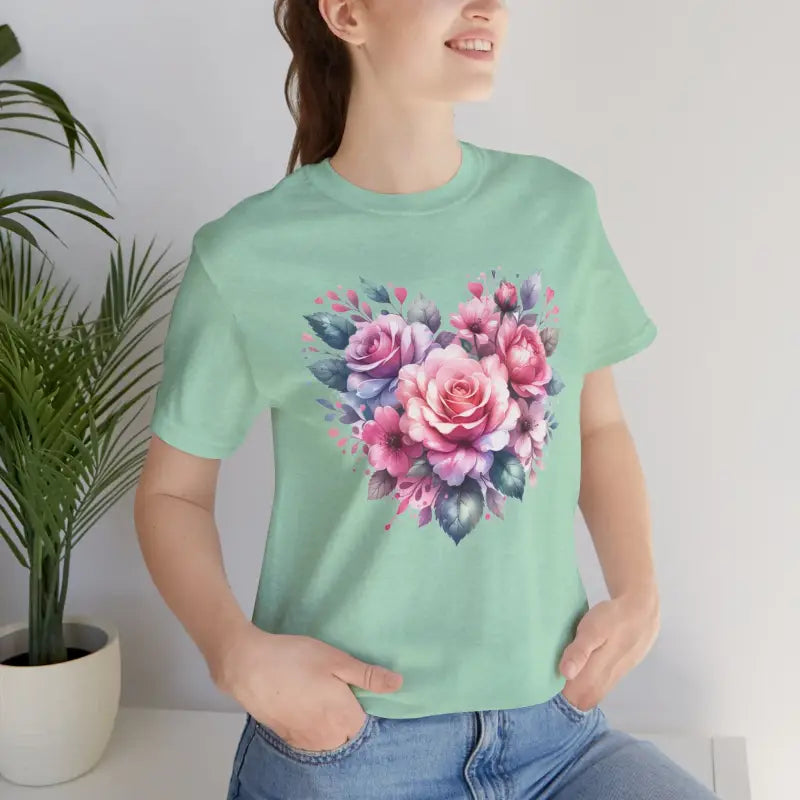 Cozy Hearts and Roses Jersey Short Sleeve Tee - Cotton - DipaliZ